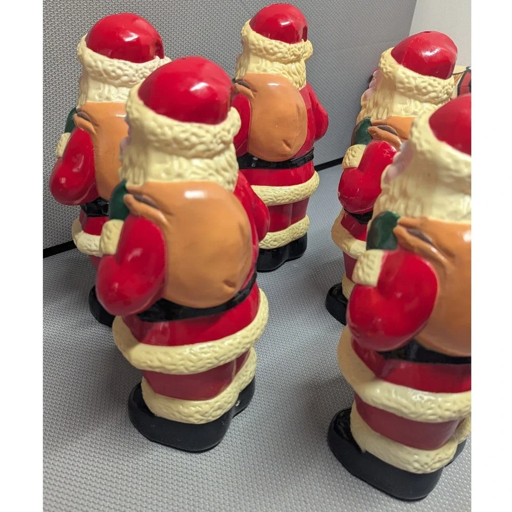 Set of 5 VTG Santa Claus Blow Mold Pathway Light Covers Christmas Holiday Decor